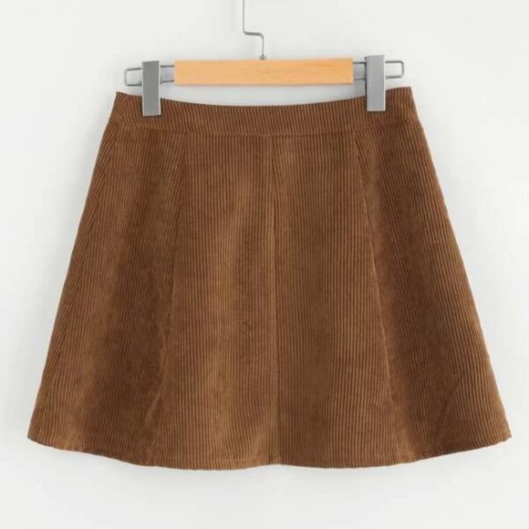 SHEIN Brown A-Line Skirt with Button Detail - Picture 4 of 4